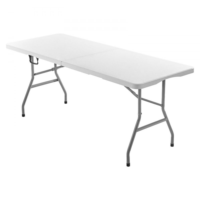 Table pliante en plastique 6 pi, Blanc, H 28,7 po x l 72 po x P 37,6 po