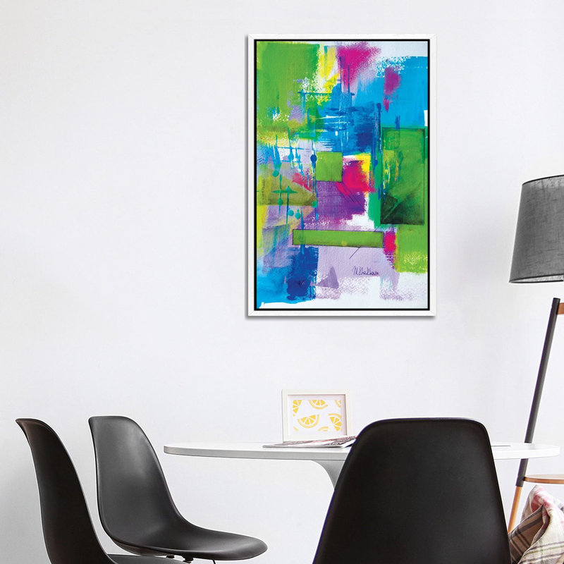 Sunset Palm Leaves - Painting on Canvas, White Framed, 101.6 cm H x 66.04 cm W