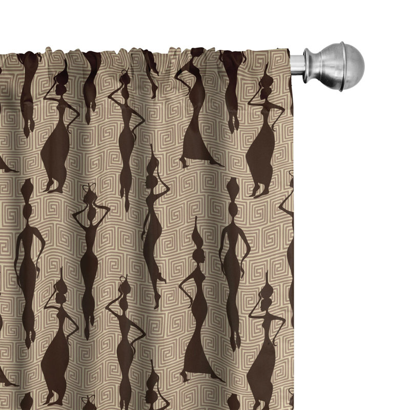 African Semi-Sheer Rod Pocket Sliding Panel, 28" x 95"
