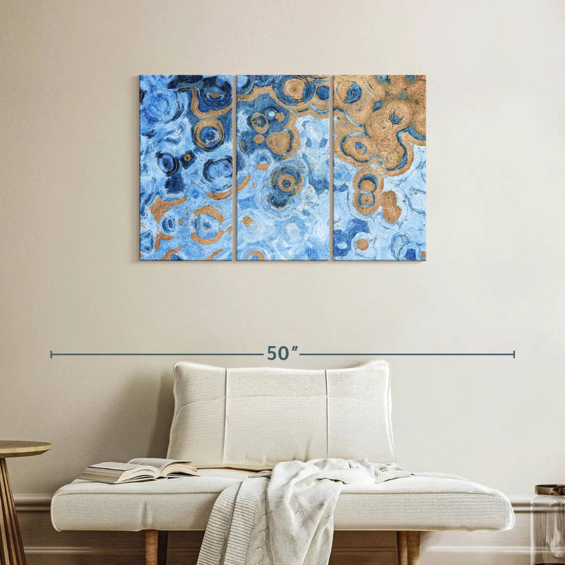 Avery abstrait mer bleue, H 24 po x l 38 po