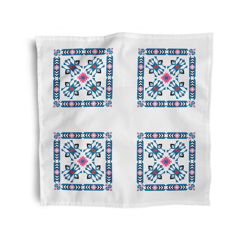 Chemene Polyester Geometric Square Napkin, Blue