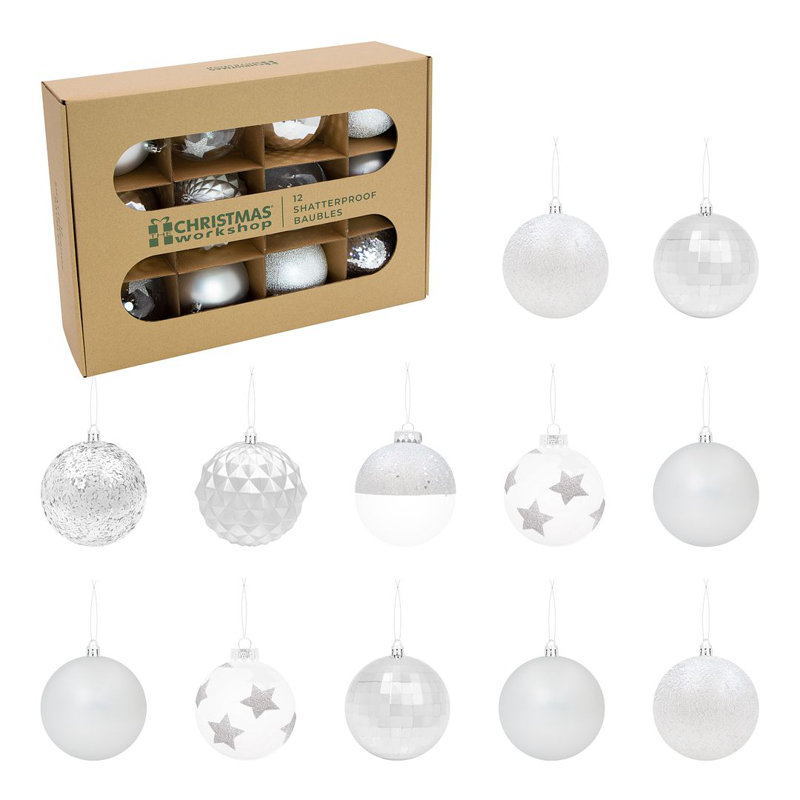 10cm Solid Colour Shatterproof Ball Ornament, Silver