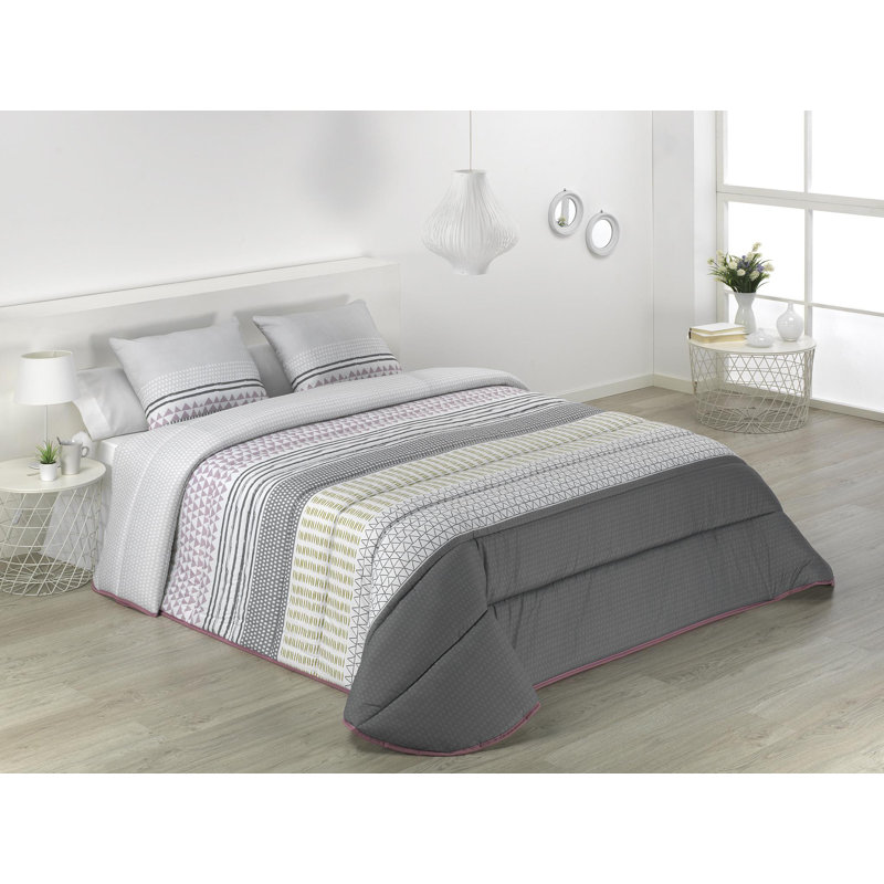 Geometric Bedding, Grey, 235cm W x 270cm L