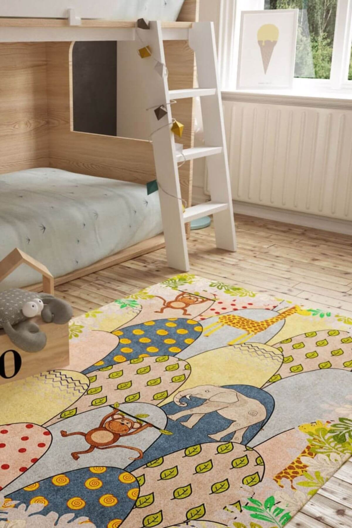 Child Rug Animals Zoomie Kids Woven Base Decorative Colourful Animal Figured Children's ...