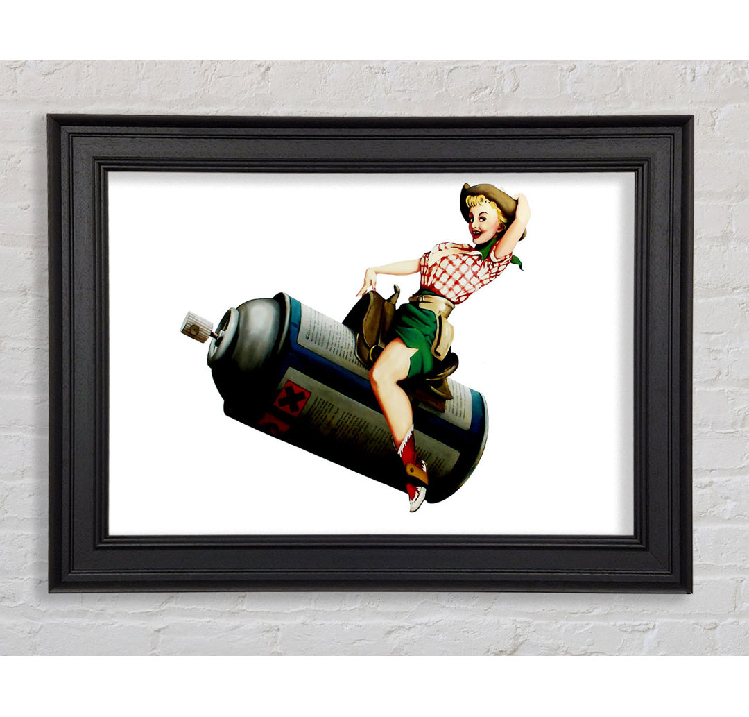 Spray Can Cowgirl Gerahmter Druck Wandkunst