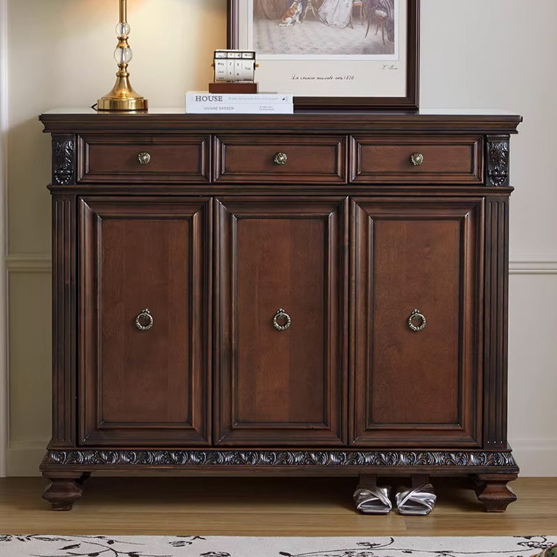 Nut-brown Solid Wood Shoe Storage Bench