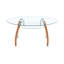 Table basse ovale en verre avec tablette de rangement à 2 niveaux