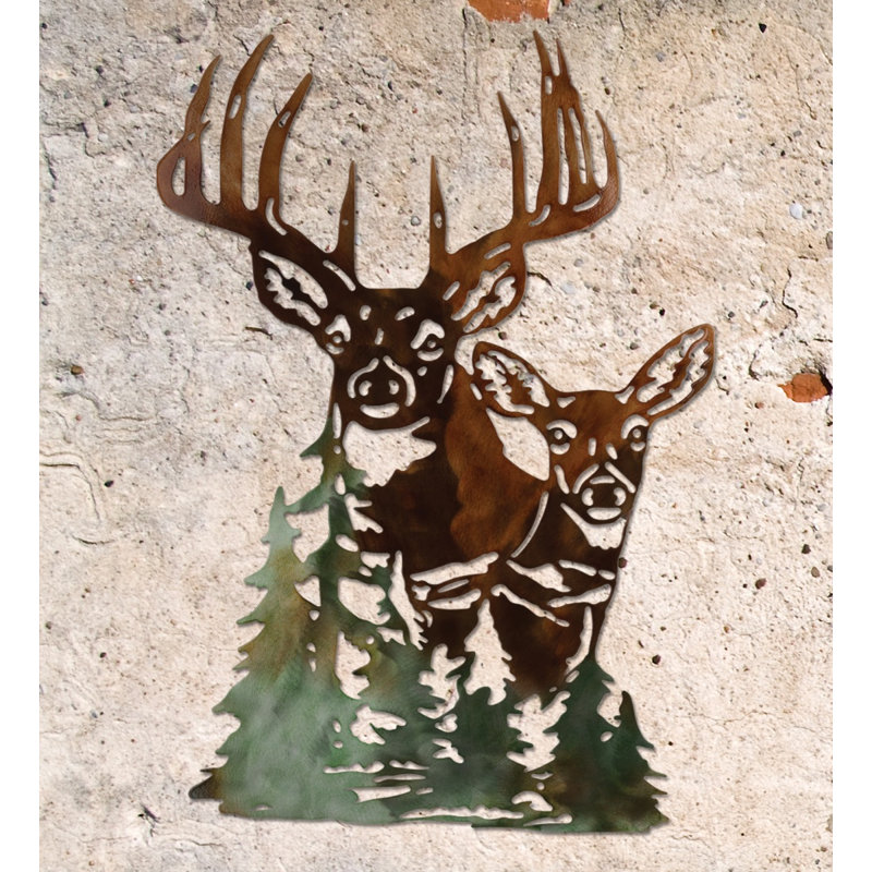 Décoration murale d'extérieur en métal Metallic Lodge - Buck, Buck