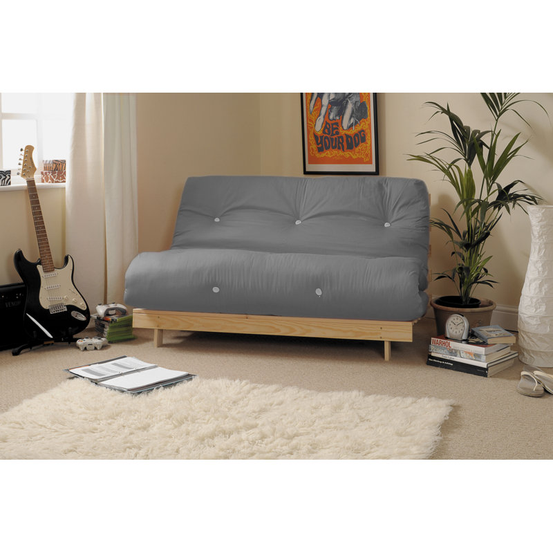 Arlete Upholstered Futon And Mattress, 76cm H x 120cm W x 78cm D, Grey