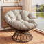 Fauteuil ergonomique confortable en osier avec coussin épais et pivotant à 360 degrés-1649939319-1649939318