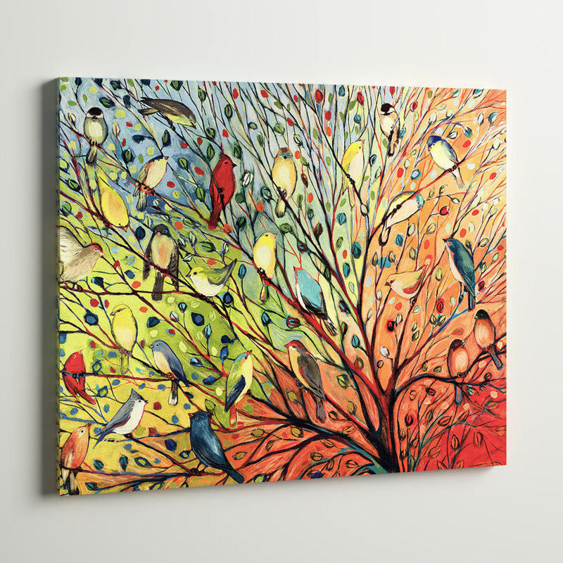 " Twenty Seven Birds ", 24" H x 30" W x 1.25" D, Canvas