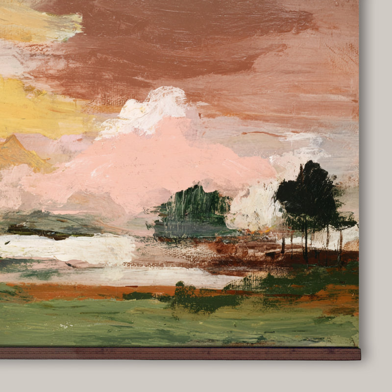 «Sunset Field - Abstract Landscape Tapisserie», art mural très grand, H 40 po x l 60 po