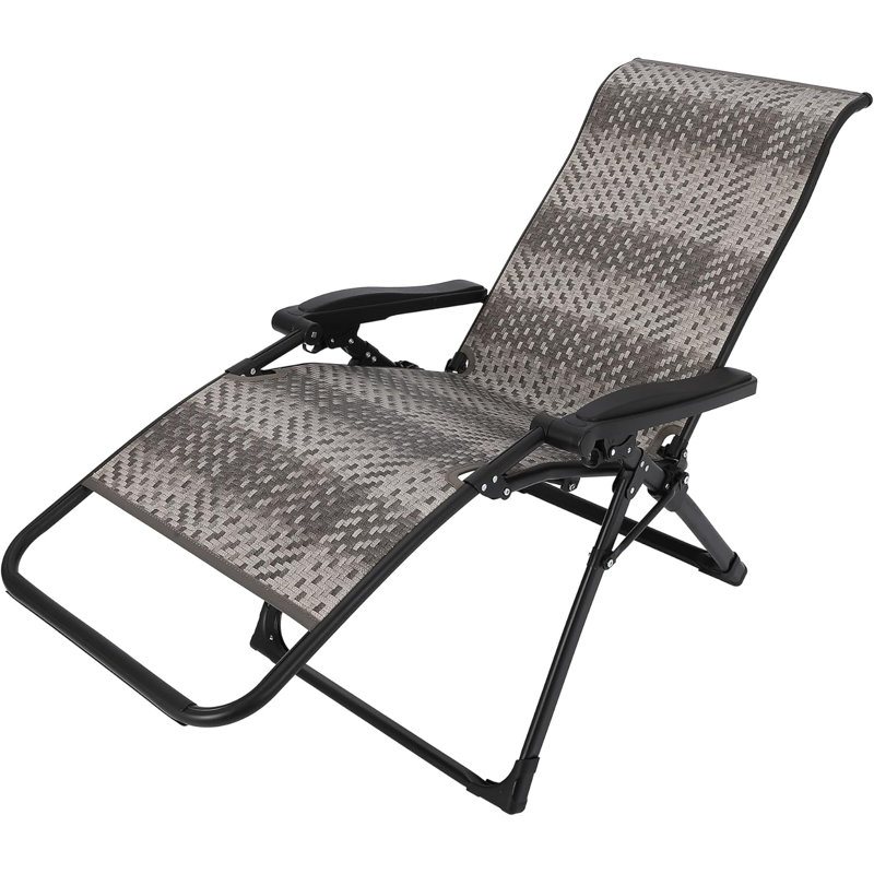 Chaise de patio inclinable pliante avec accoudoirs, dossier réglable