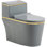 Toilette anti-odeur silencieuse à double chasse gris et or (siège inclus)
