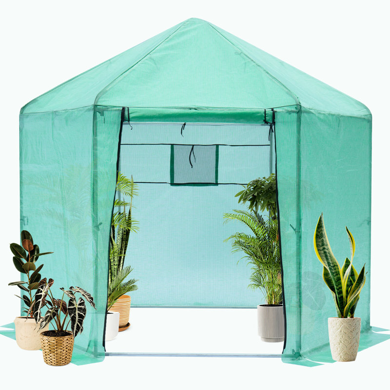 Jardin à effet de serre pour l'extérieur, structure renforcée, fermetures à glissière, structure polygonale de 9,2 x 8,1 pi, profondeur de 66,35 po, poids de 50,71 lb
