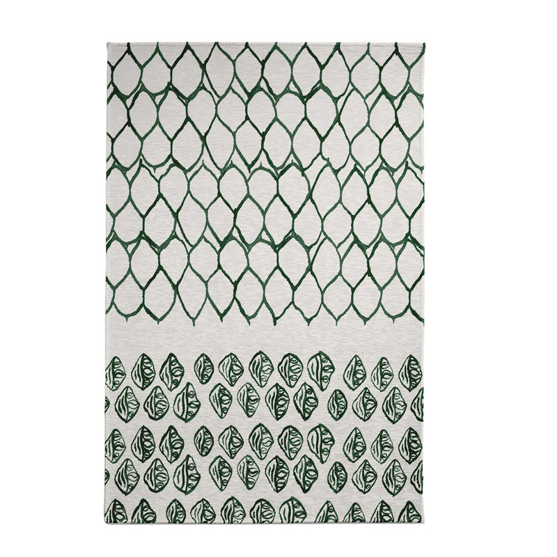 Tapis géométrique vert / gris, Rectangle 3 pi x 5 pi