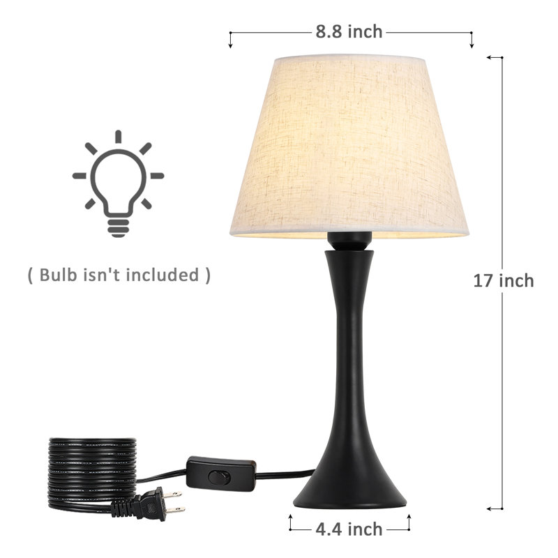 Lampes de chevet de 17 po de hauteur avec cadre en métal noir