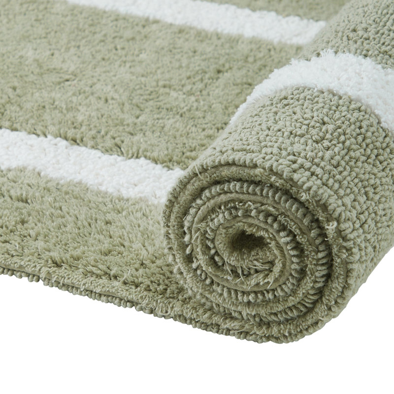 Ensemble de tapis pour salle de bain 2 pièces 100% coton 2370 g / m² Broshouse, tapis de salle de bain touffeté ultra moelleux, super absorbant certifié OEKO-TEX®, réversible, lavable à la machine, confort semblable au spa, sauge foncé / blanc