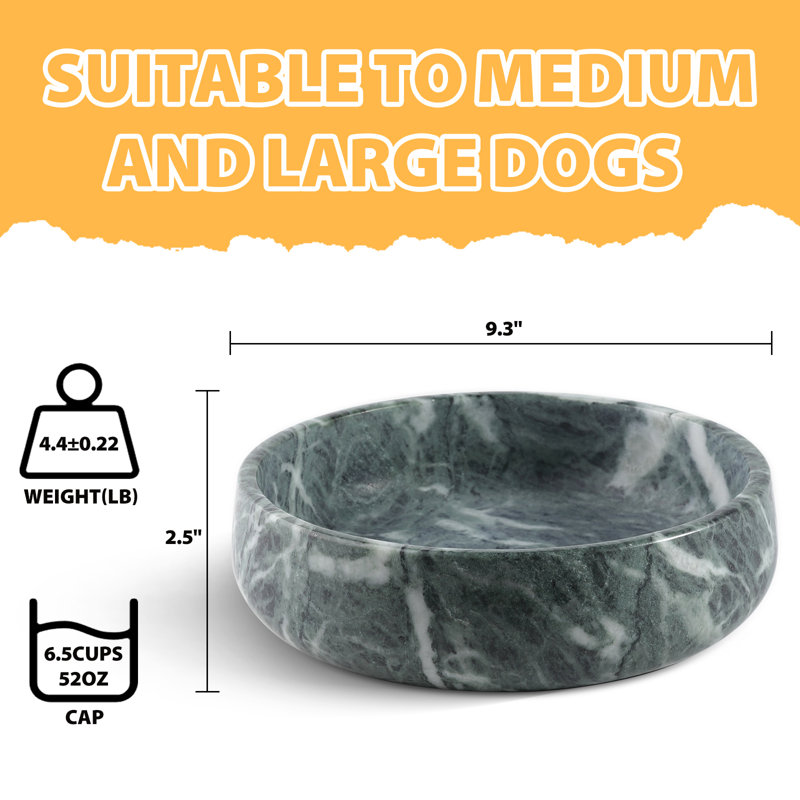 7.5In Natural Marble Dog Bowl Dish, 6.5 cups , Green