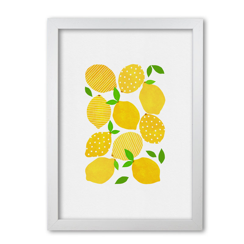 Lemon Crowd - Print, 42 cm H x 30 cm W x 5 cm D, White Grain Frame