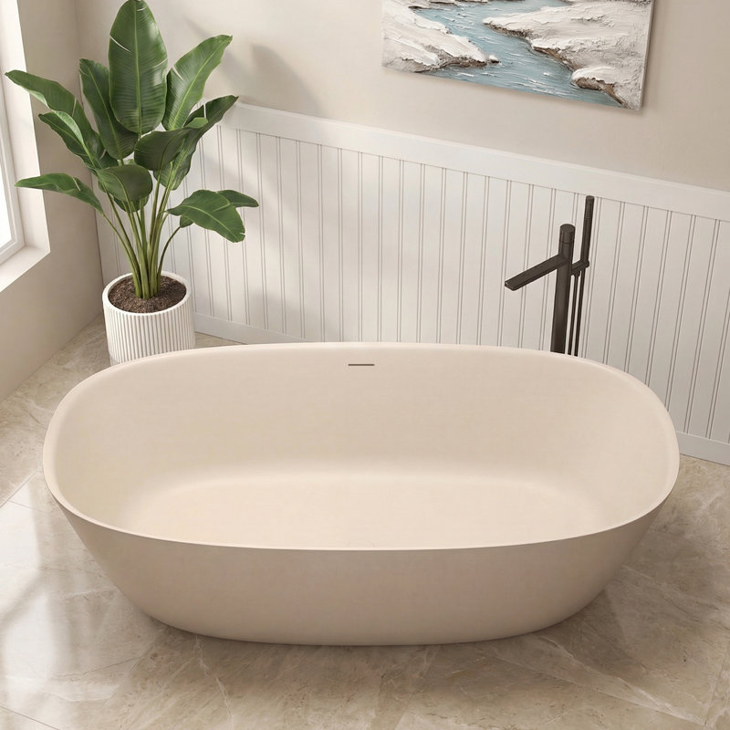 Baignoire autoportante 55 po. X 27 po. Bisque, L 55 po x l 27,56 po x H 22,05 po
