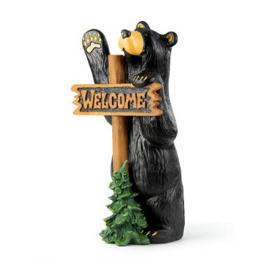 Hi-Line Gift Ltd. Bear Holding Welcome Sign Garden Statue & Reviews