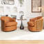Faux Leather Swivel Barrel Chair-533347390