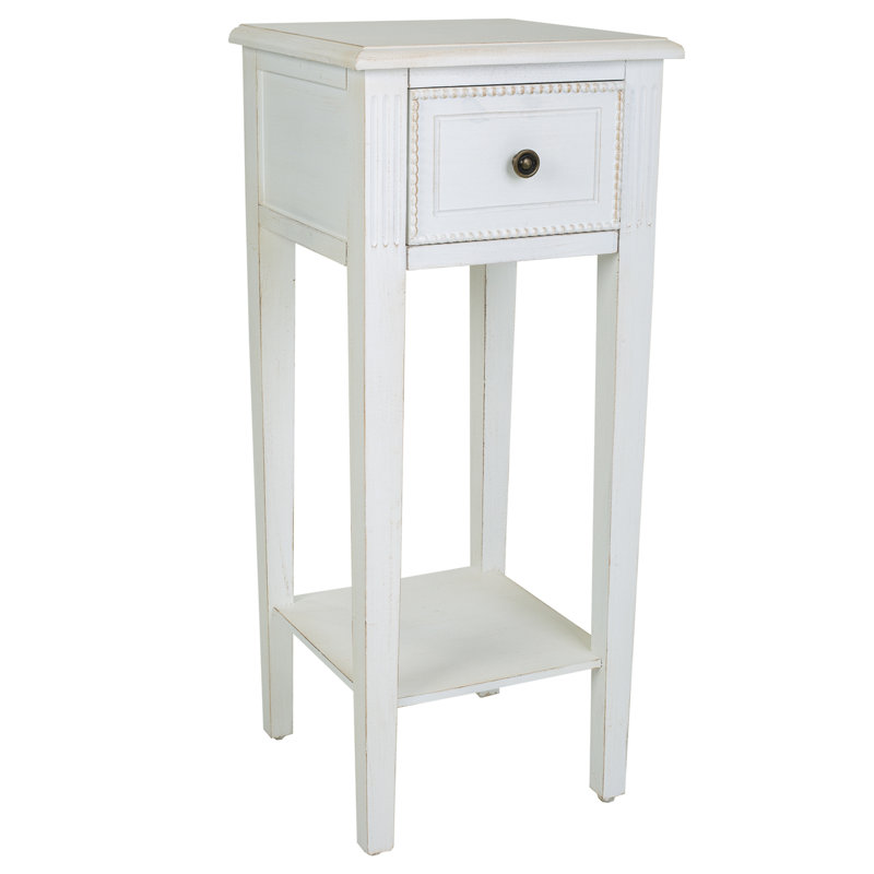 Kimonte 33cm W Solid + Manufactured Wood Bedside Table, White