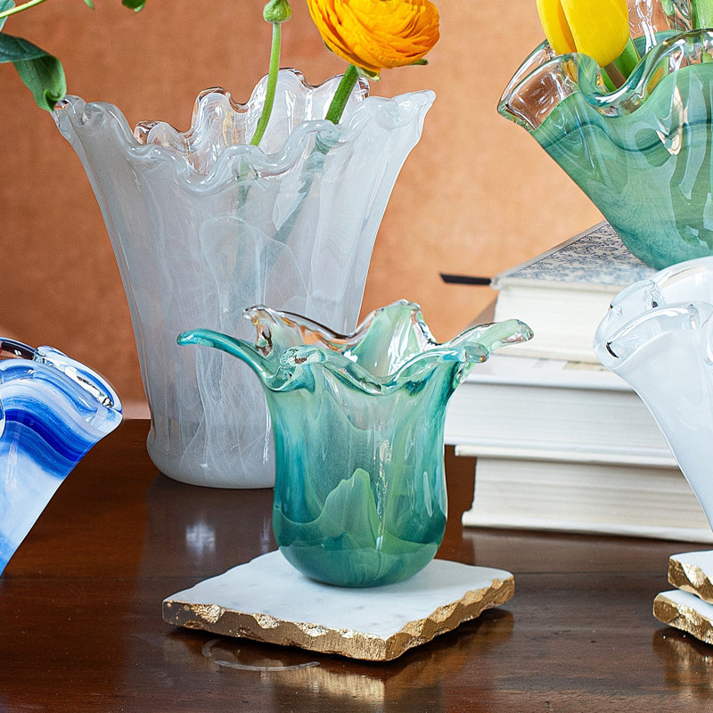 Onda Handmade Glass Table Vase, Green
