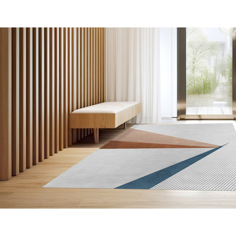 Sosthina Vinyl Machine Printed Area Rug, Rectangle 3'3.4" x 4'11.1"