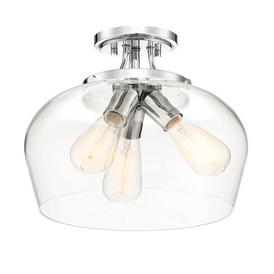 Breena 13" W 3-Light Dimmable Semi-Flush Mount