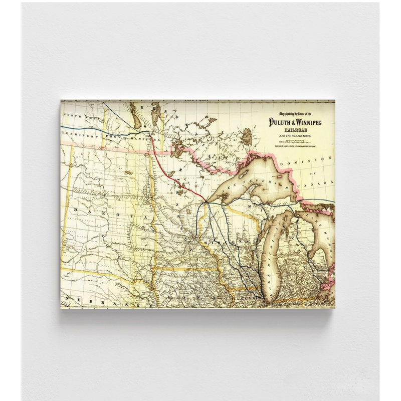 Duluth et Winnipeg Railroad 1881, impression de carte Old Winnipeg, impression de carte canadienne, décoration de maison Duluth, décoration de chambre principale, art mural de cuisine
