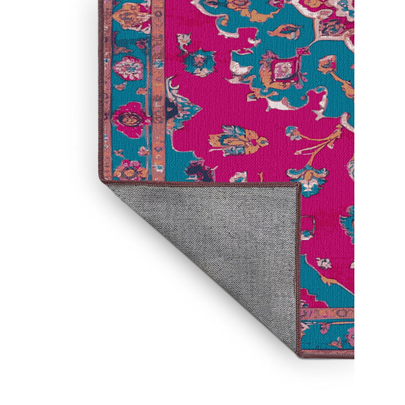 Tapis mauve lavable à la machine Tabriz, Carré 4 pi