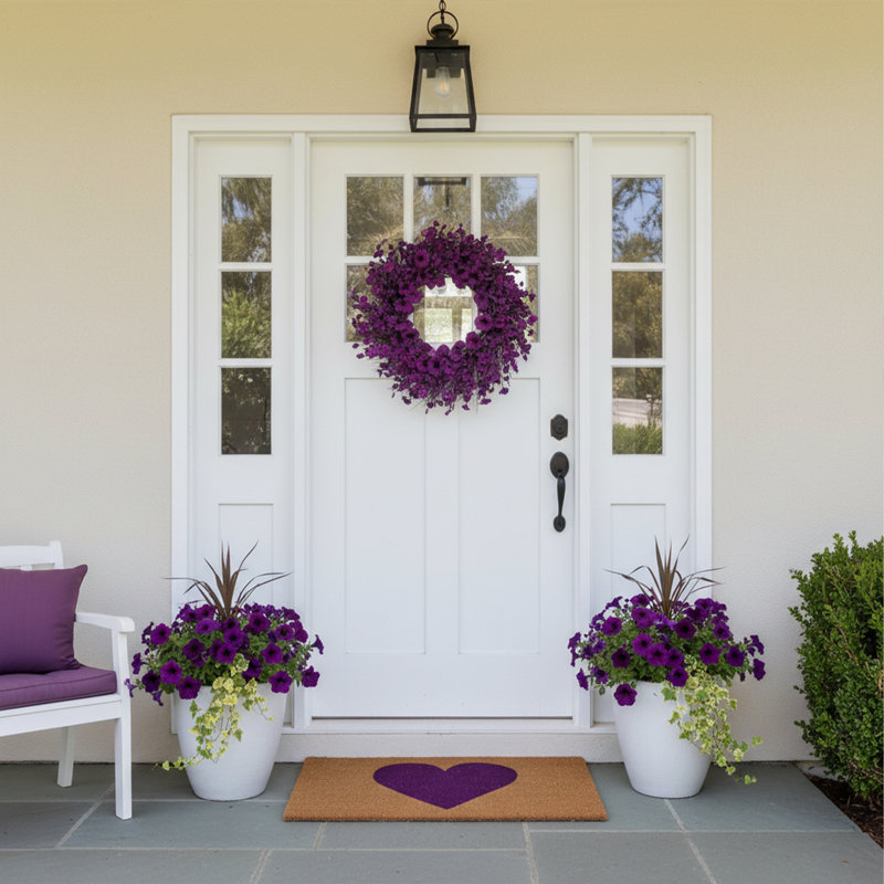 Grandwood Non-Slip Valentine's Day Outdoor Doormat, 24" W x 36" L, Natural/Purple