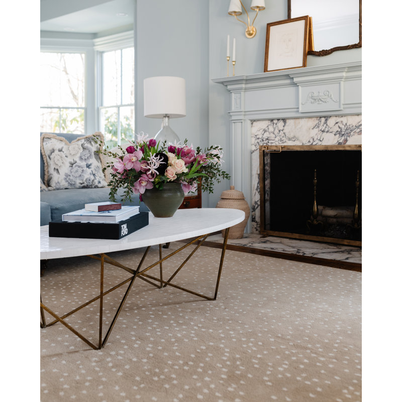 Hand Tufted Wool Area Rug, Rectangle 7'9" x 9'9", Beige/White