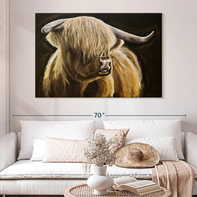Highland Cow On Black I
