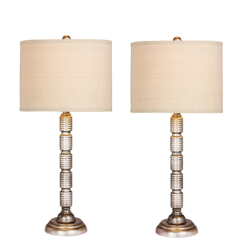 Sandhurst Metal Table Lamp, Oatmeal, Silver