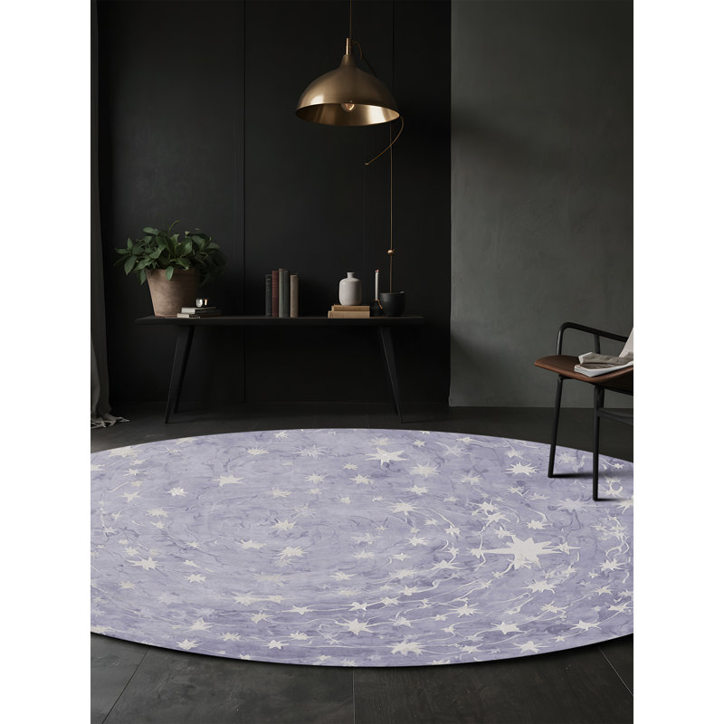 Tapis bleu lavable à la machine, Rond 5 pi