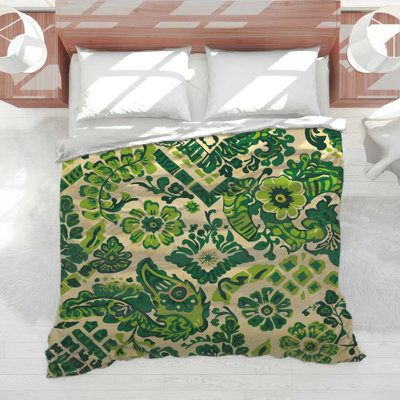 Green Floral Damask Comforter