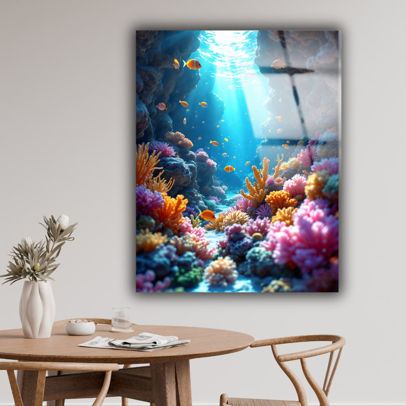 Tempered Glass Under Sea Wall Art, 24" H x 18" W