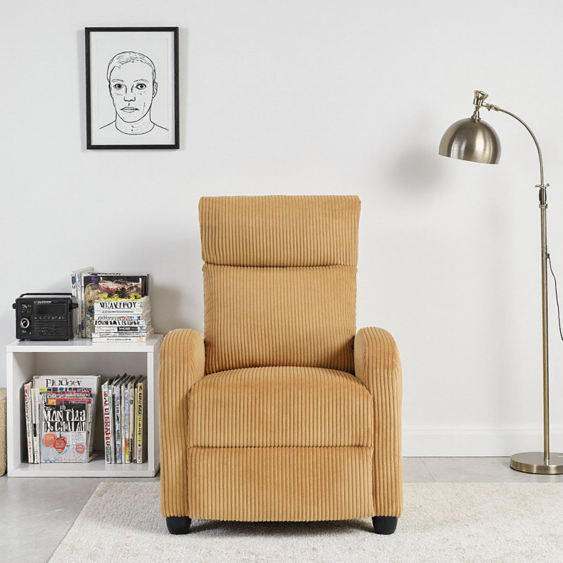 Fauteuil inclinable moderne | Mouvement auto-inclinable | Structure en bois massif et revêtement en velours côtelé moelleux | Chaise de salon contemporaine