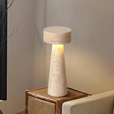 Luxury Travertine Stone Bedside Table Lamp