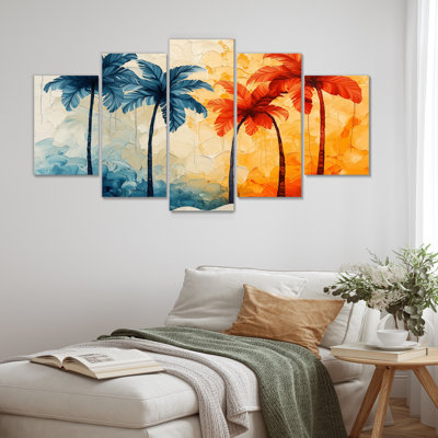 «Desert Blossom Of Sunrise olors Plam Trees II» - ensemble de décorations murales traditionnelles