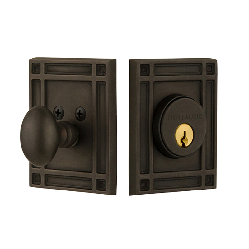 Pêne dormant à cylindre simple Nostalgic Warehouse Mission Plate, 2.75", Bronze huilé