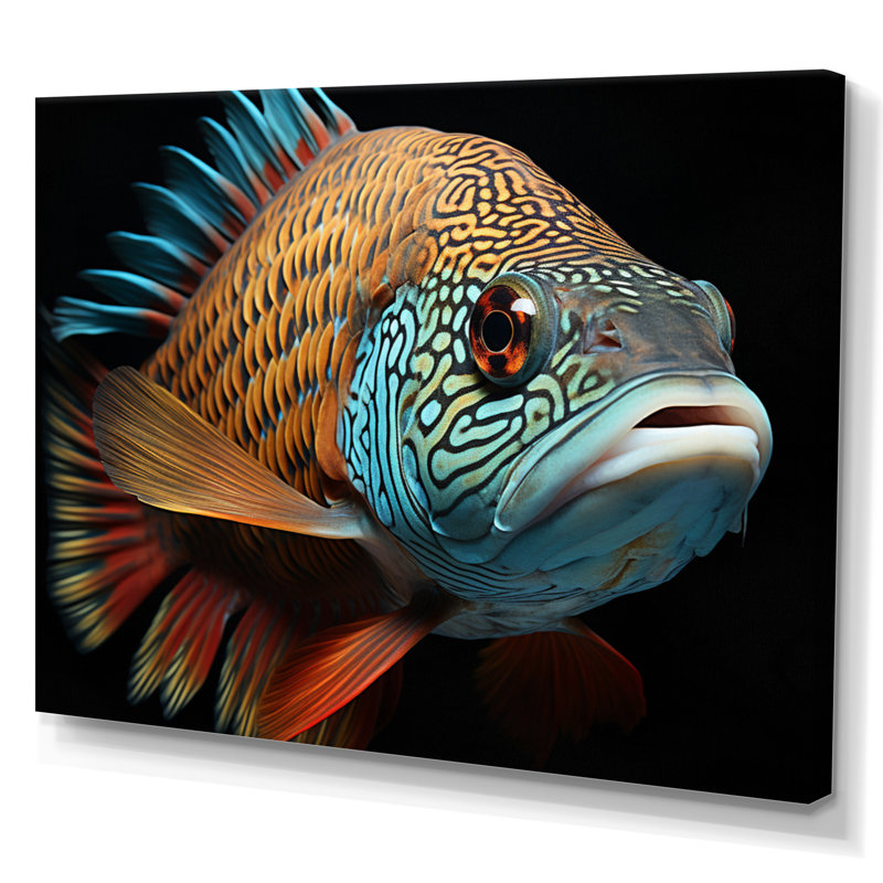 Portrait de poisson - art mural sur toile, Toile tendue, 24" H x 32" W