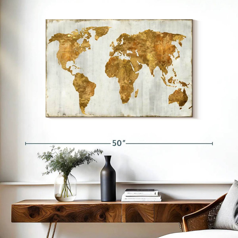 Aliaz The World In Gold, 26" H x 39" W