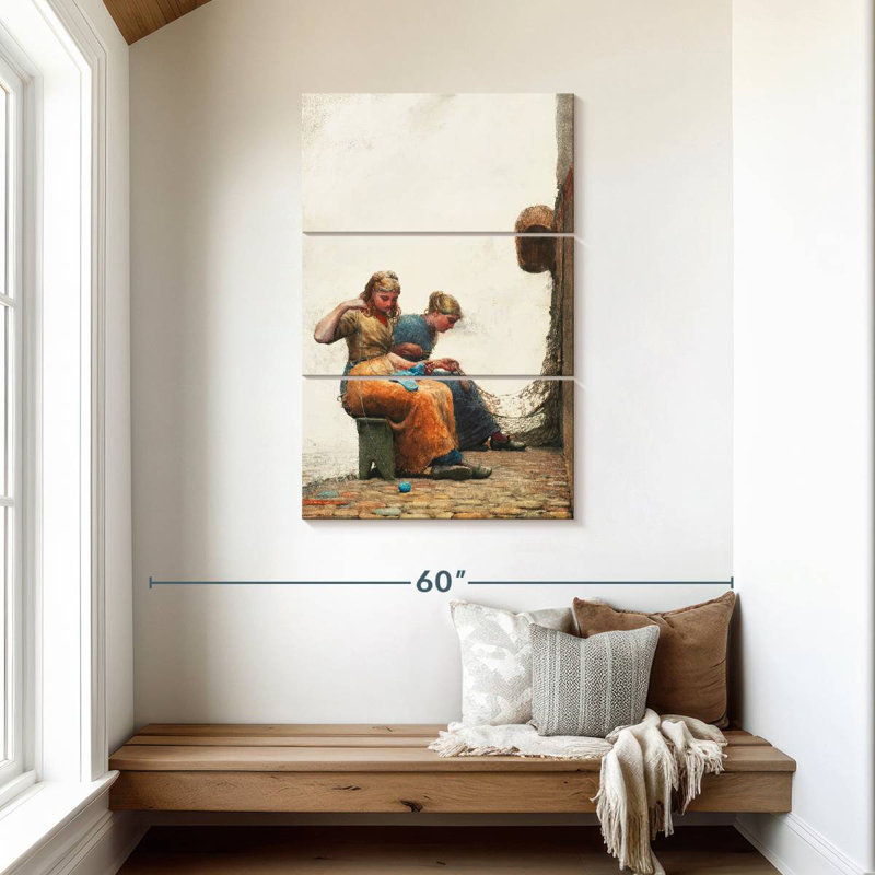 Senne réparant les filets, H 45 po x l 28 po