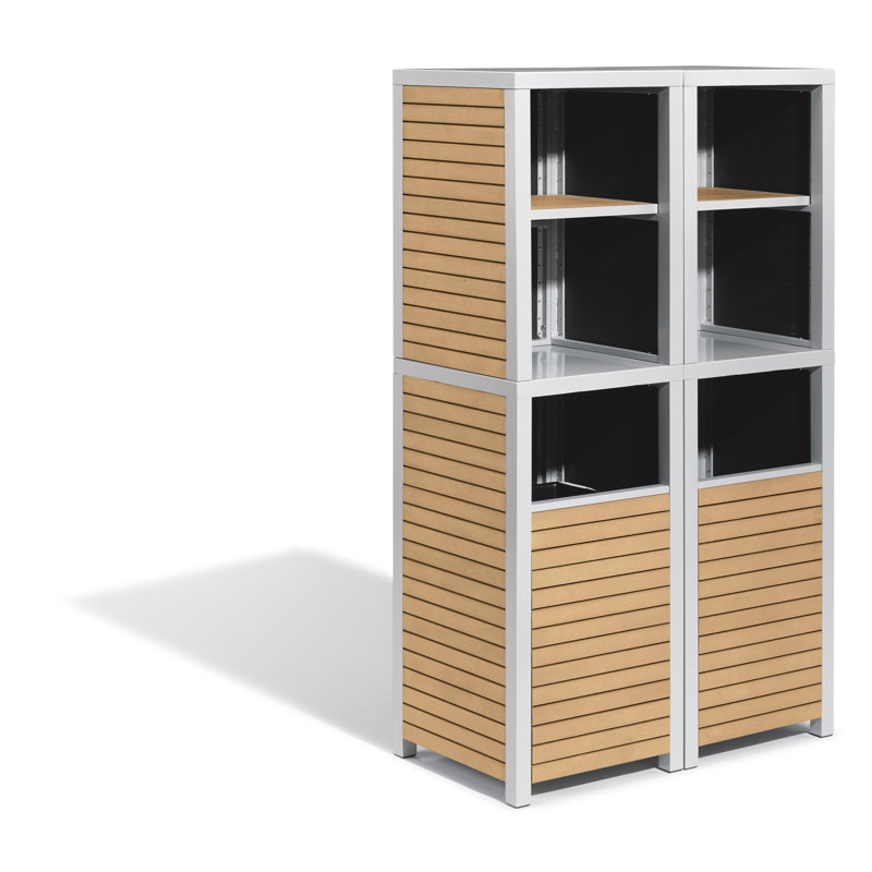 Travira 4-Piece Modular Valet Receptacle Bases with Hutch Set, Tekwood Natural