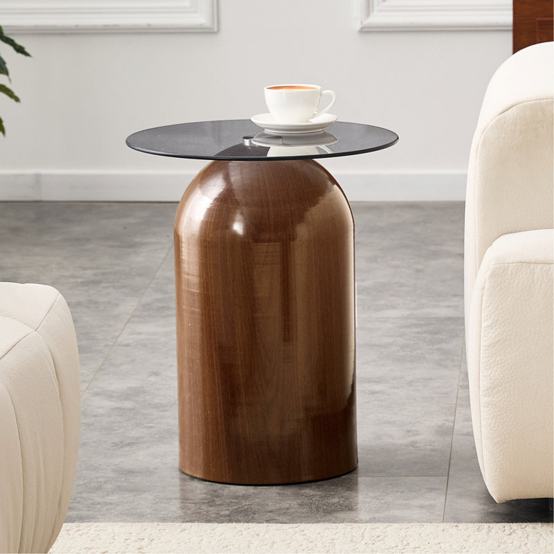Petite table basse, table centrale ronde, table basse moderne en verre, petite table basse de style Mid-Century, plateau en verre trempé, pour salon, patio, salle d'étude, bureau, hôtel