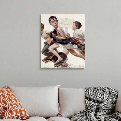 Norman Rockwell " No Swimming " by Norman Rockwell Painting Print